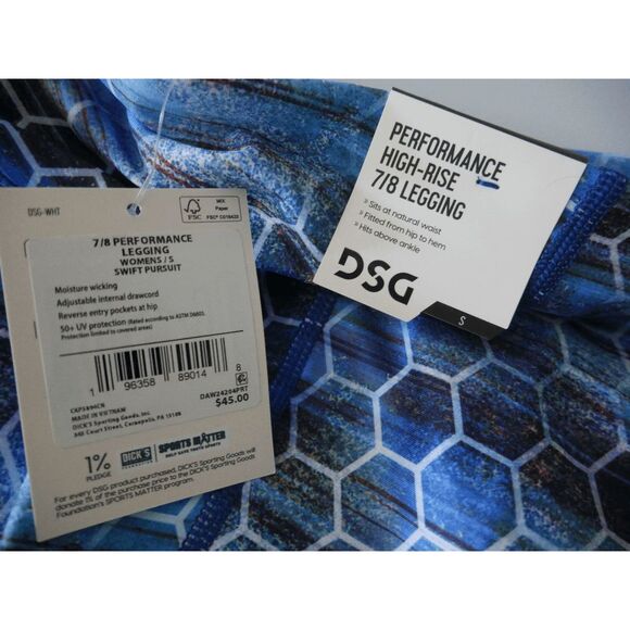 DSG Women's High Rise 7/8 Performance Pockets Leggings 50+ UV Blue S - Picture 7 of 8